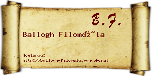 Ballogh Filoméla névjegykártya